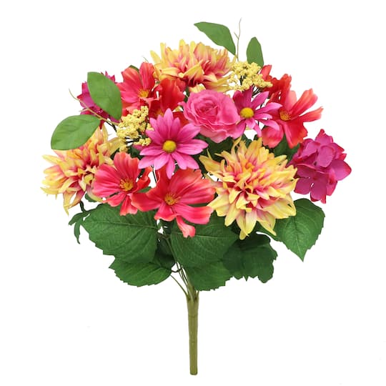 20.5" Yellow & Pink Dahlia & Rose Bush by Ashland®